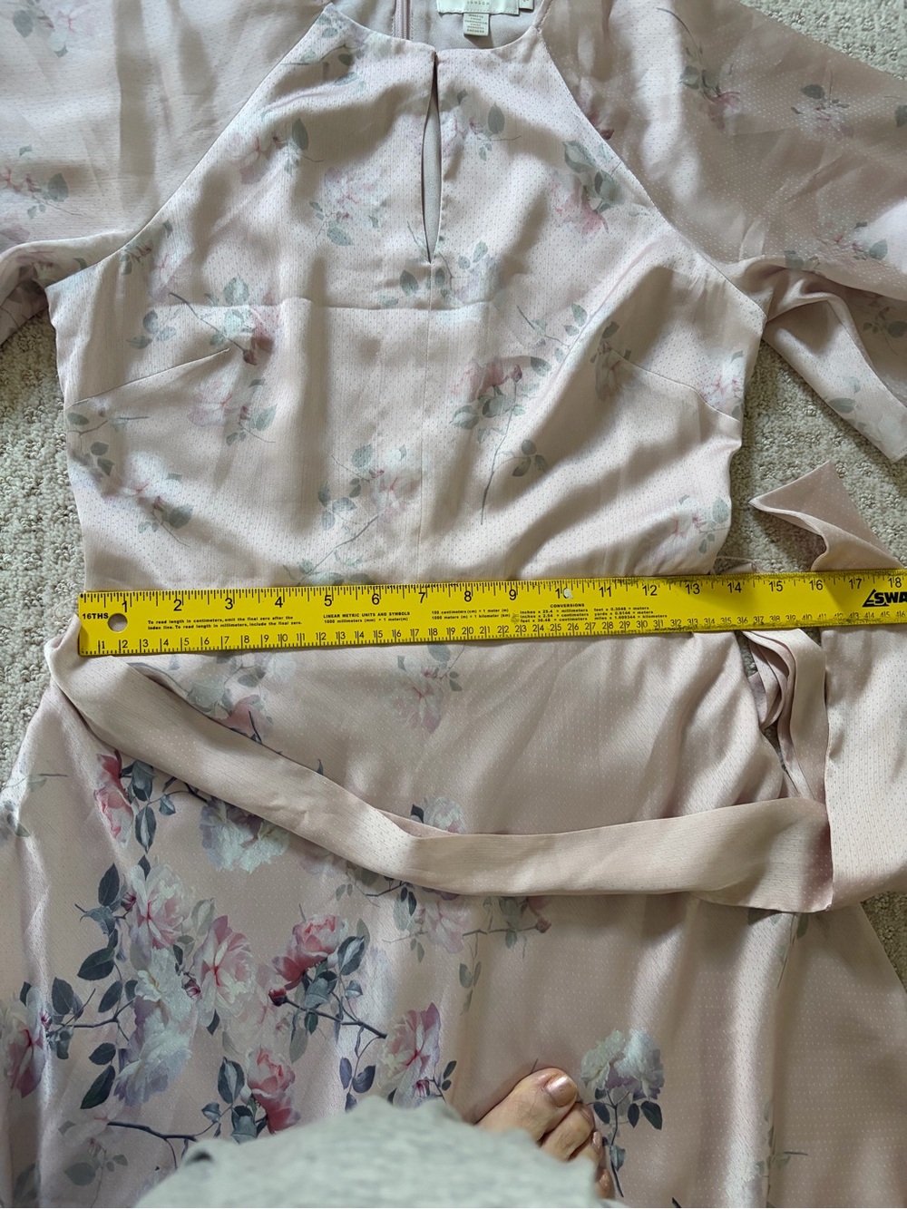 Ted Baker Pink Floral Cape Sleeve Maxi Dress – Size 1 - Picture 6 of 7